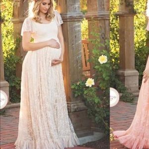 Maternity Lace Photoshoot Dress For Pictures Ivory